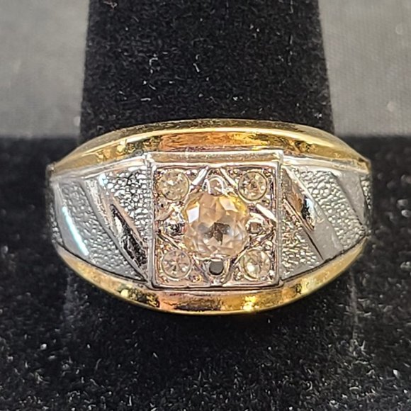 Source Unknown Other - Men's Cocktail Ring Size 13 - Steel with Yellow Gold Plated